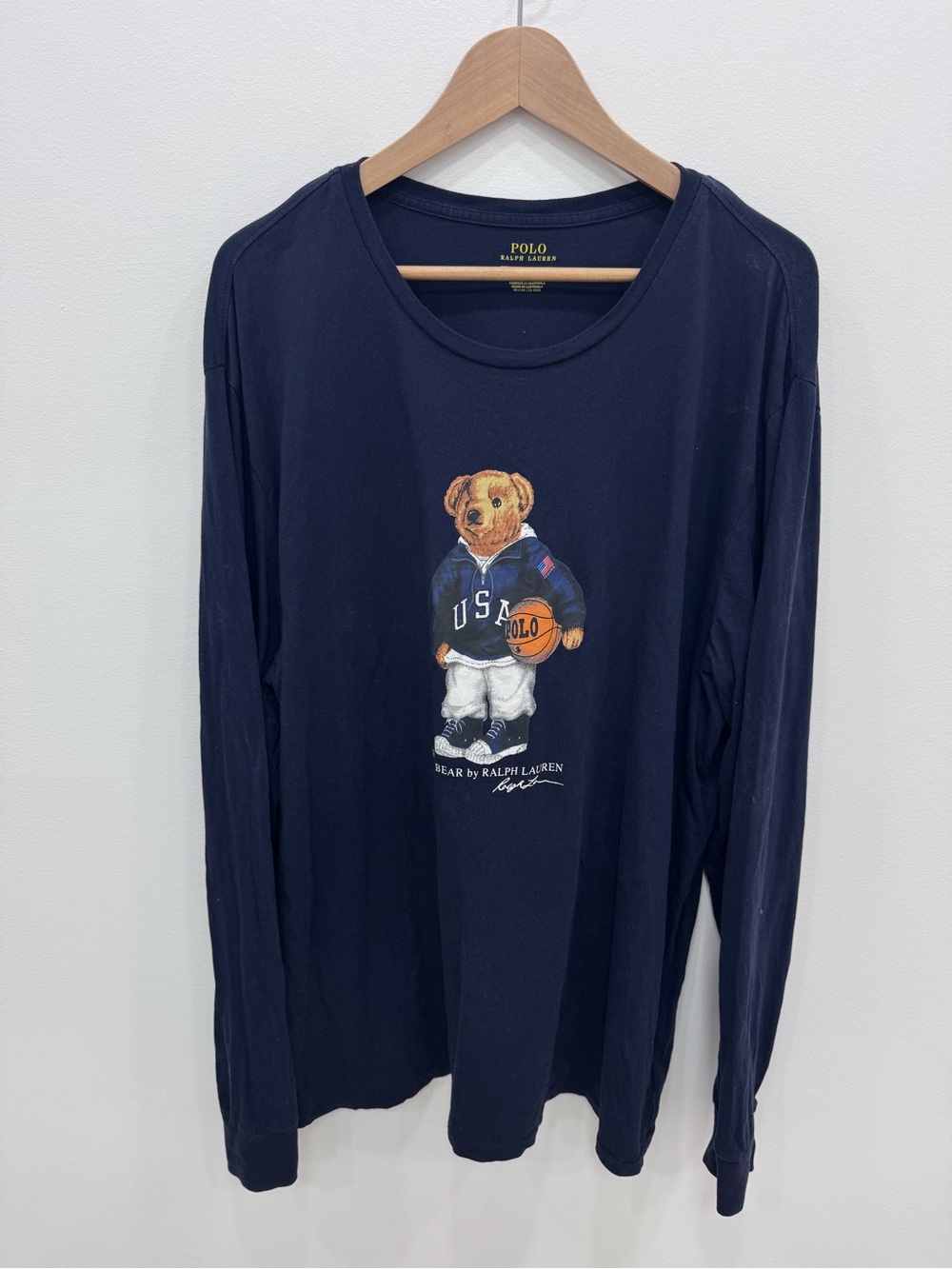POLO Ralph Lauren Teddy Bear USA Basketball long sleeve men's Sz XL